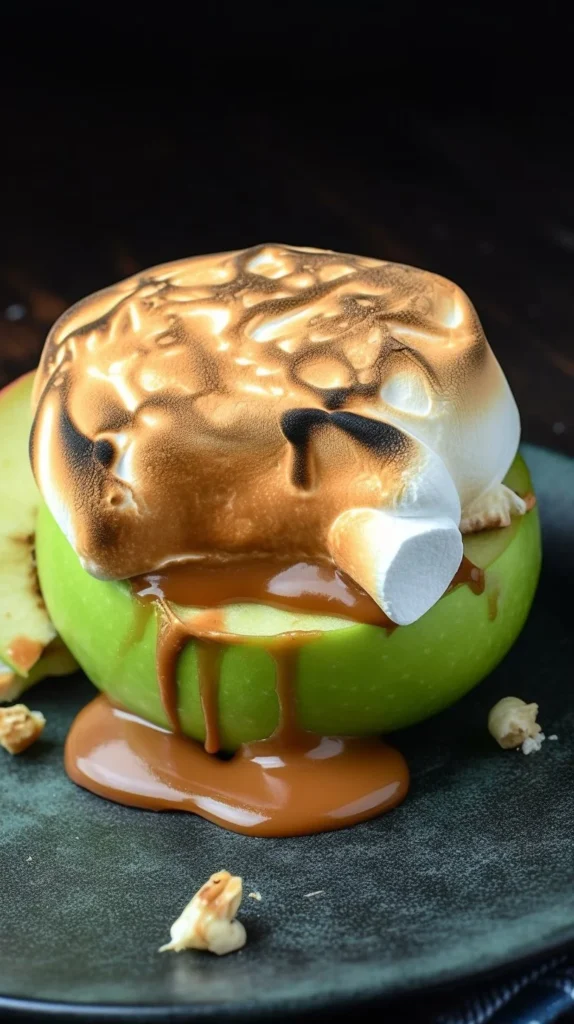 Delicious Green Apple S’mores with melted chocolate and graham crackers