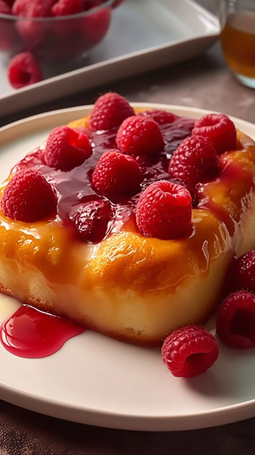 Freshly baked homemade jam donut focaccia topped with powdered sugar