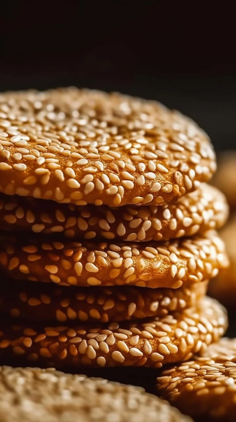 Irresistibly chewy sesame honey cookies with a golden glaze