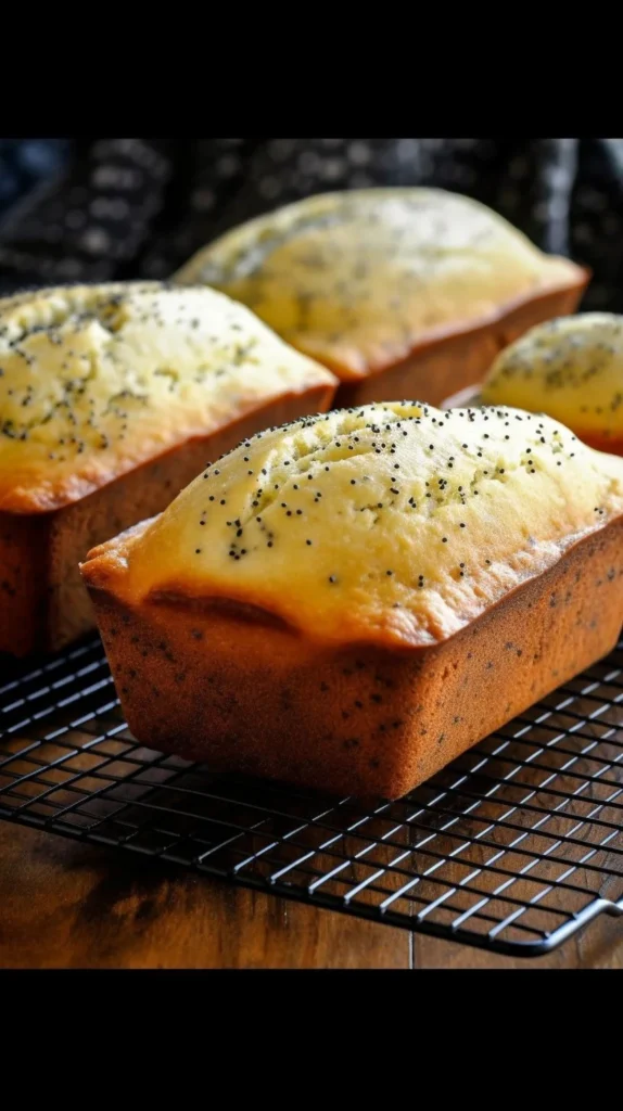 Sliced lemon poppyseed bread garnished with lemon zest and poppy seeds