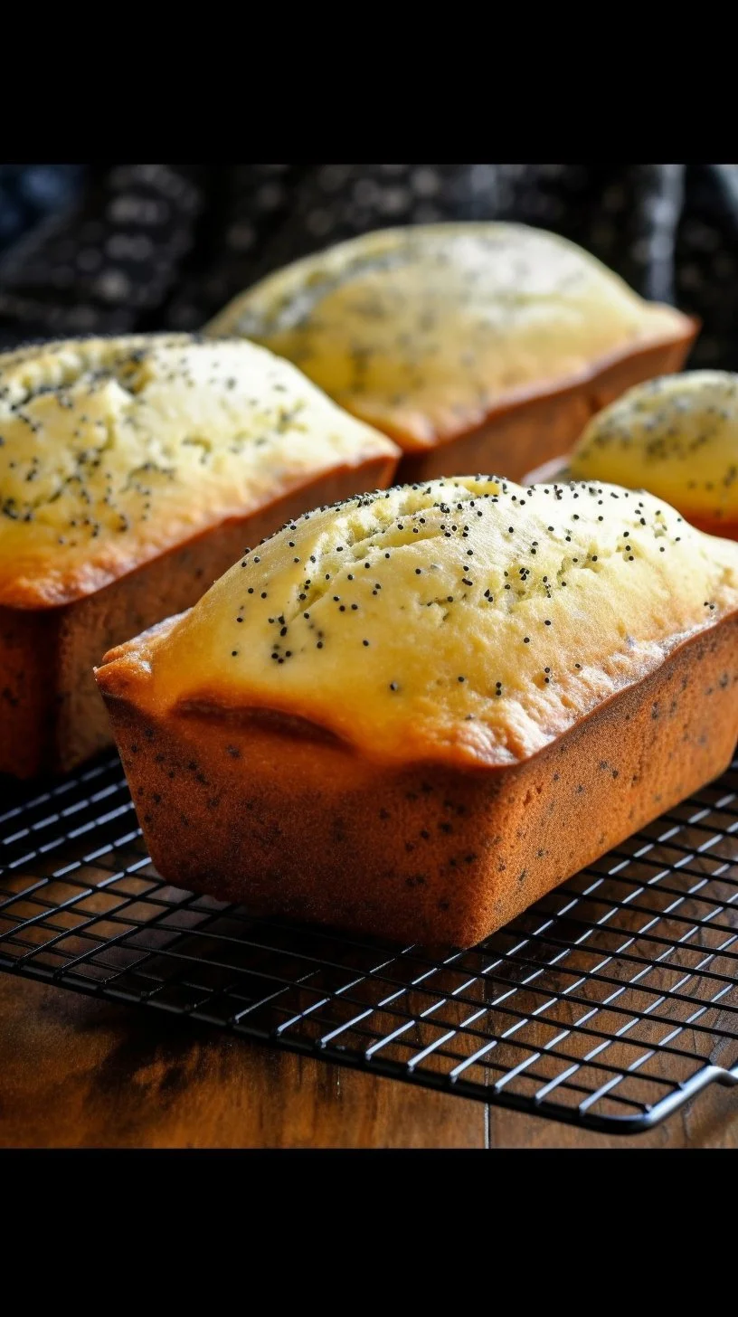 Sliced lemon poppyseed bread garnished with lemon zest and poppy seeds