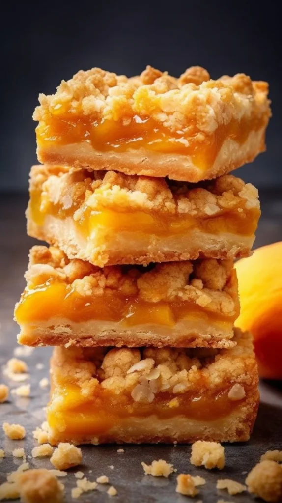 Delicious Mango Oatmeal Crumble Bars with fresh mango and oats