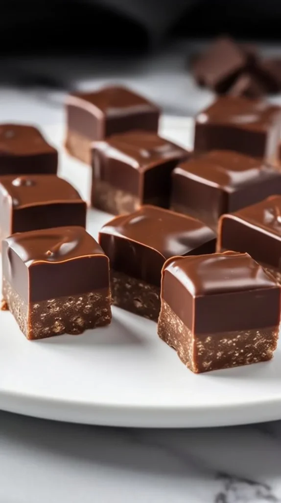 Homemade Mars Bar Slice dessert on a white plate.