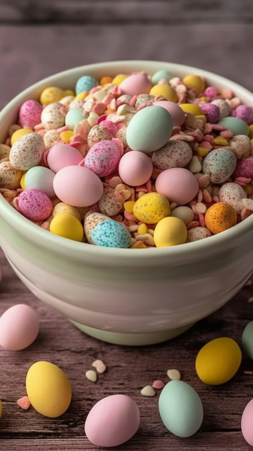 Delicious Mini Egg Cheesecake topped with chocolate mini eggs.