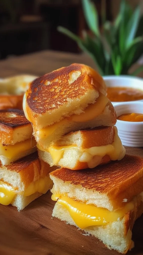 Mini Grilled Cheese Hawaiian Rolls served on a platter with melted cheese