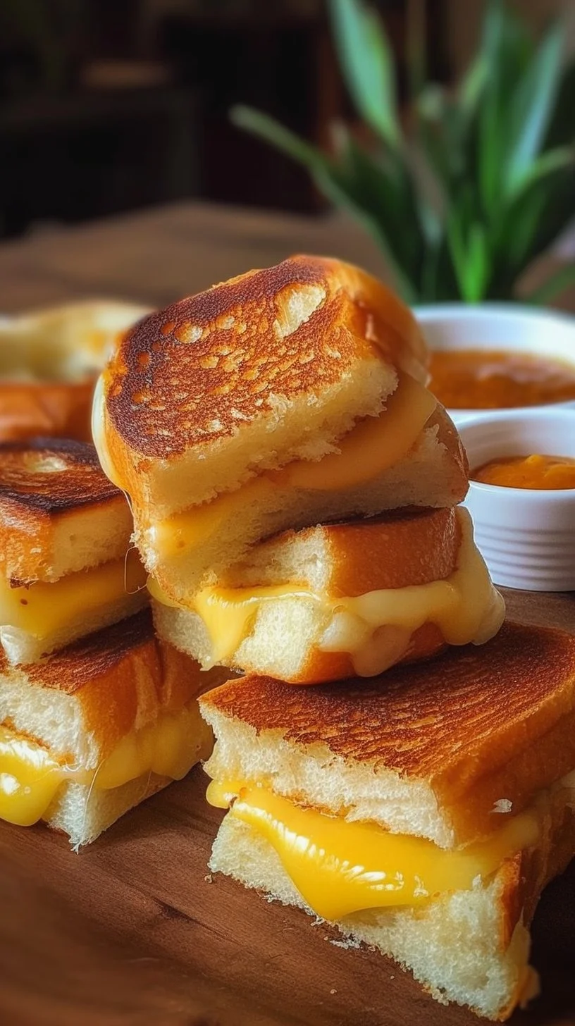 Mini Grilled Cheese Hawaiian Rolls served on a platter with melted cheese