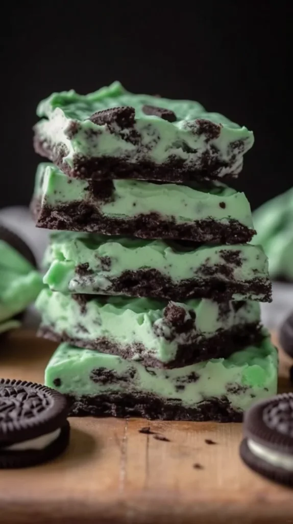Mint Oreo Bark dessert featuring chocolate and mint flavors.