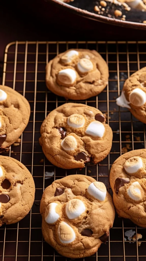 Gluten-free peanut butter marshmallow cookies on a baking sheet.