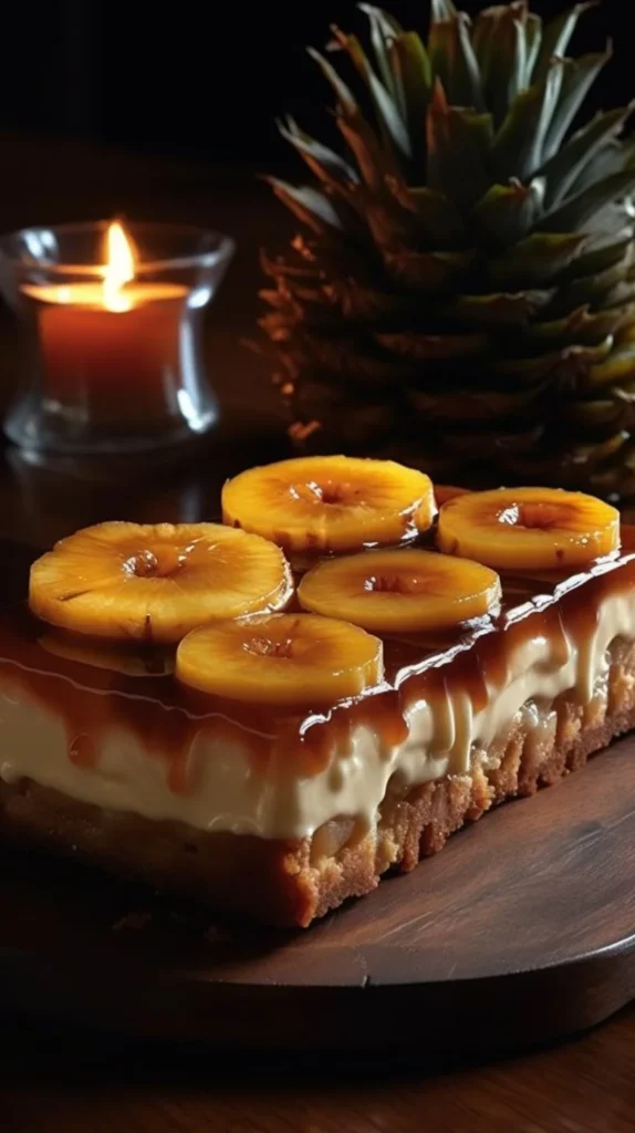 No-Bake Pina Colada Cake topped with fresh coconut and pineapple slices