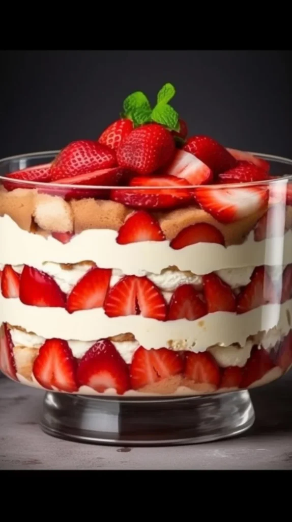 Delicious no bake strawberry tiramisu with fresh strawberries and creamy layers