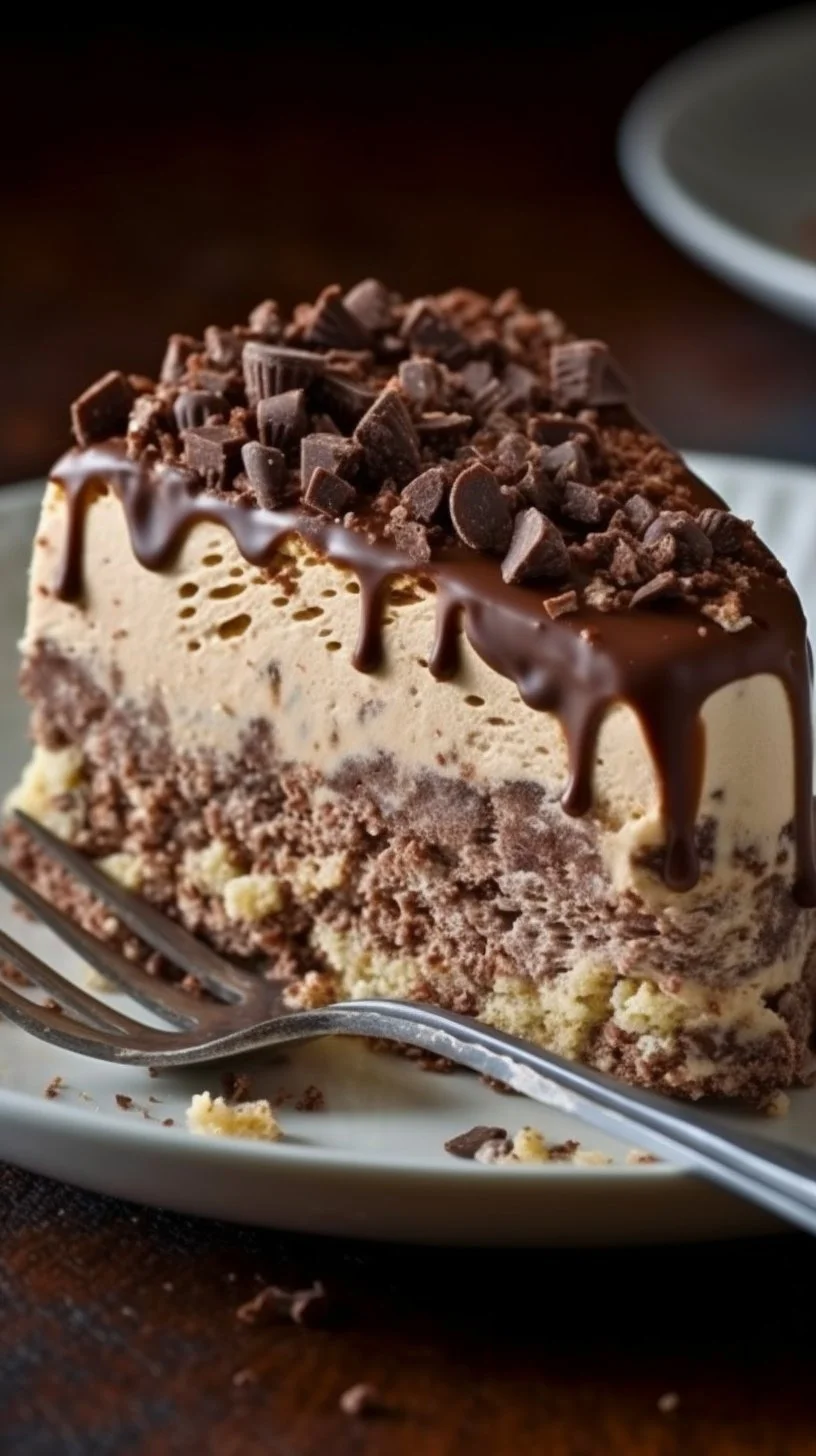 Delicious Nutella Crunch Ice Cream Cake with layers of chocolate and hazelnut