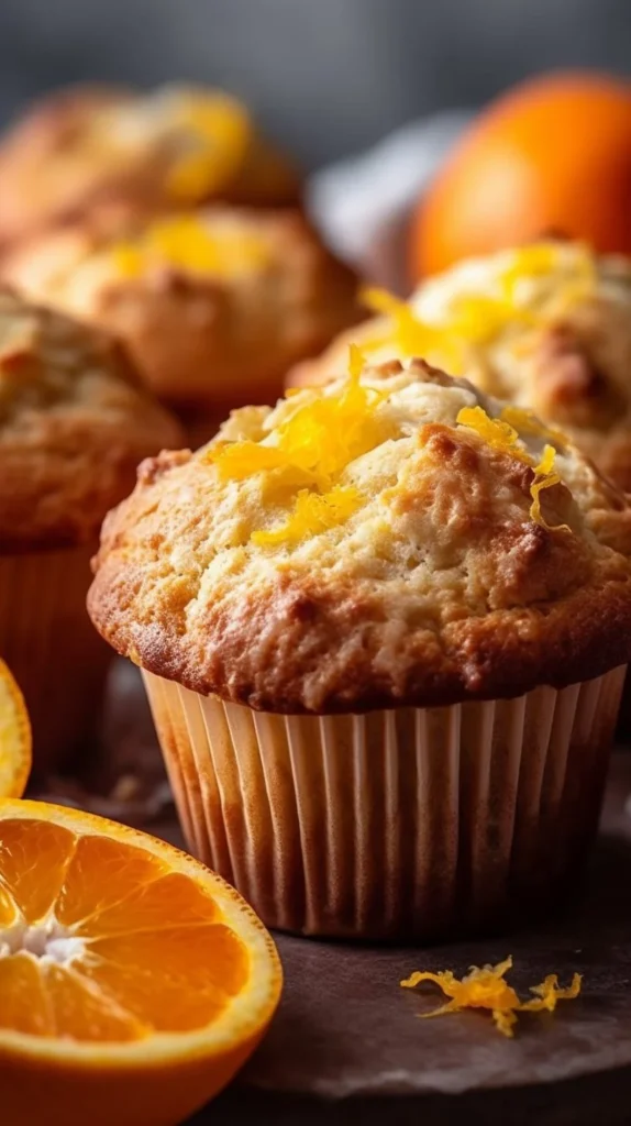 Delicious Orange Vanilla Buttermilk Muffins with a golden-brown crust