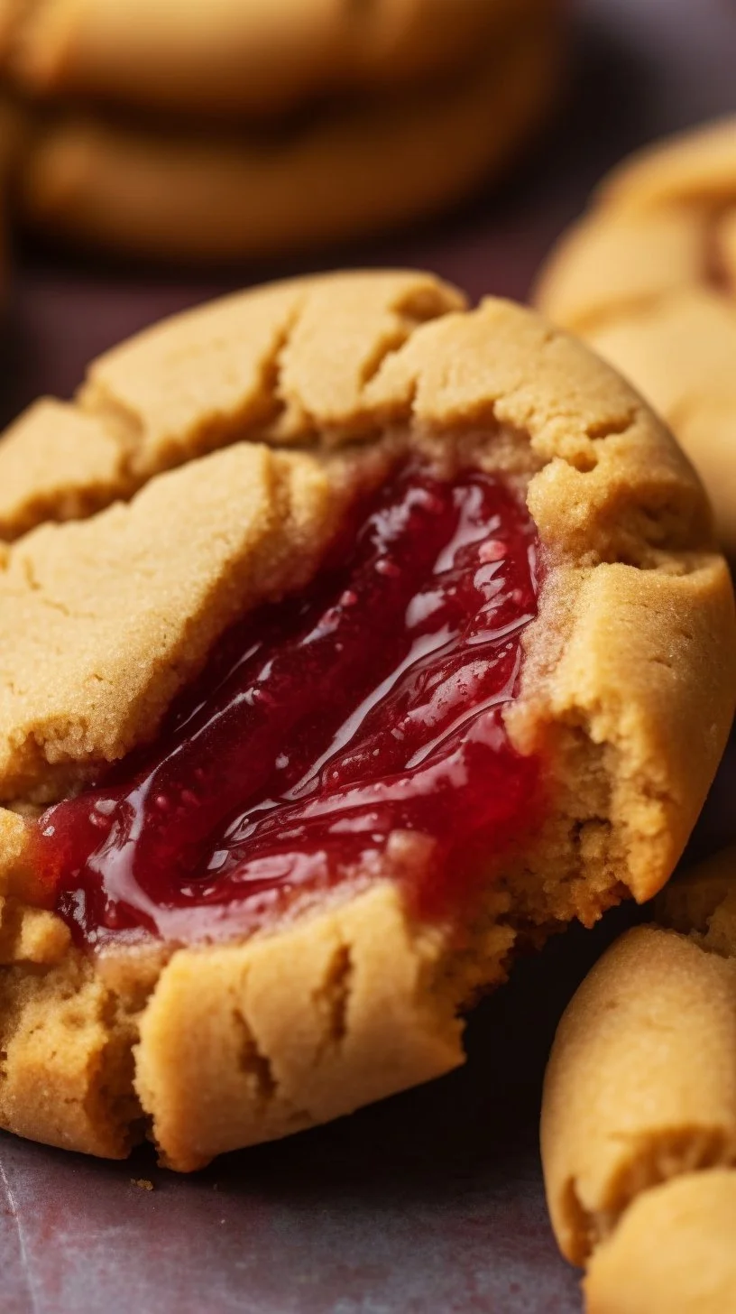 Delicious Peanut Butter and Jelly Cookies with a creamy filling