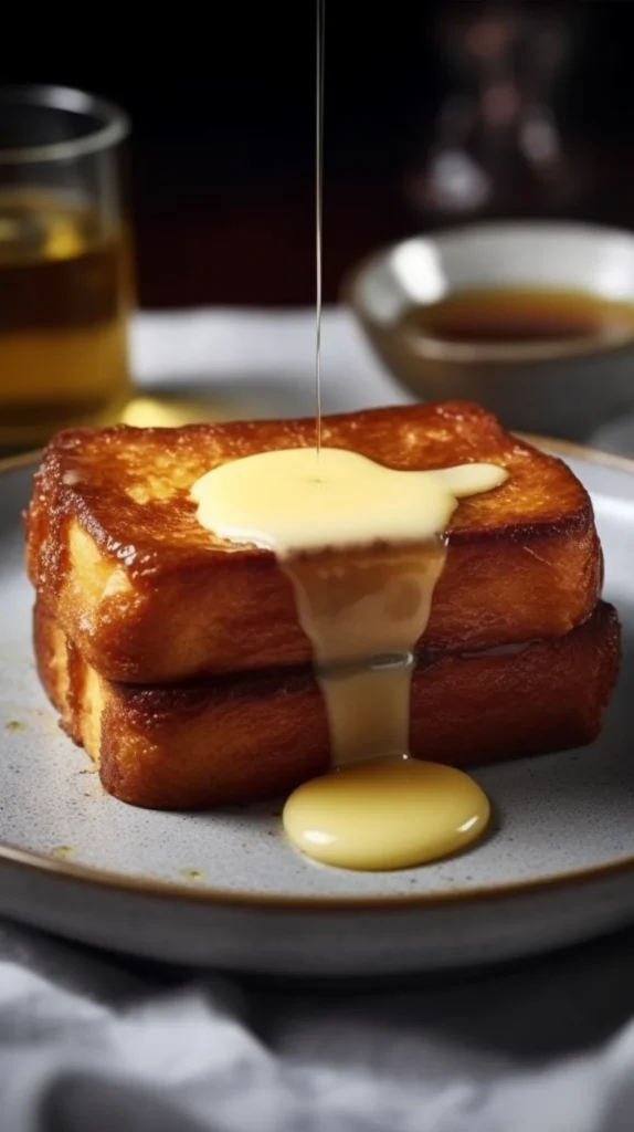 Peanut butter sandwich with a drizzle of condensed milk on a plate