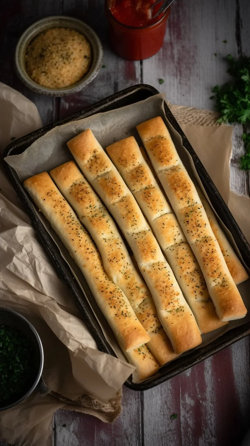 Quick and easy sheet pan breadsticks ready to serve