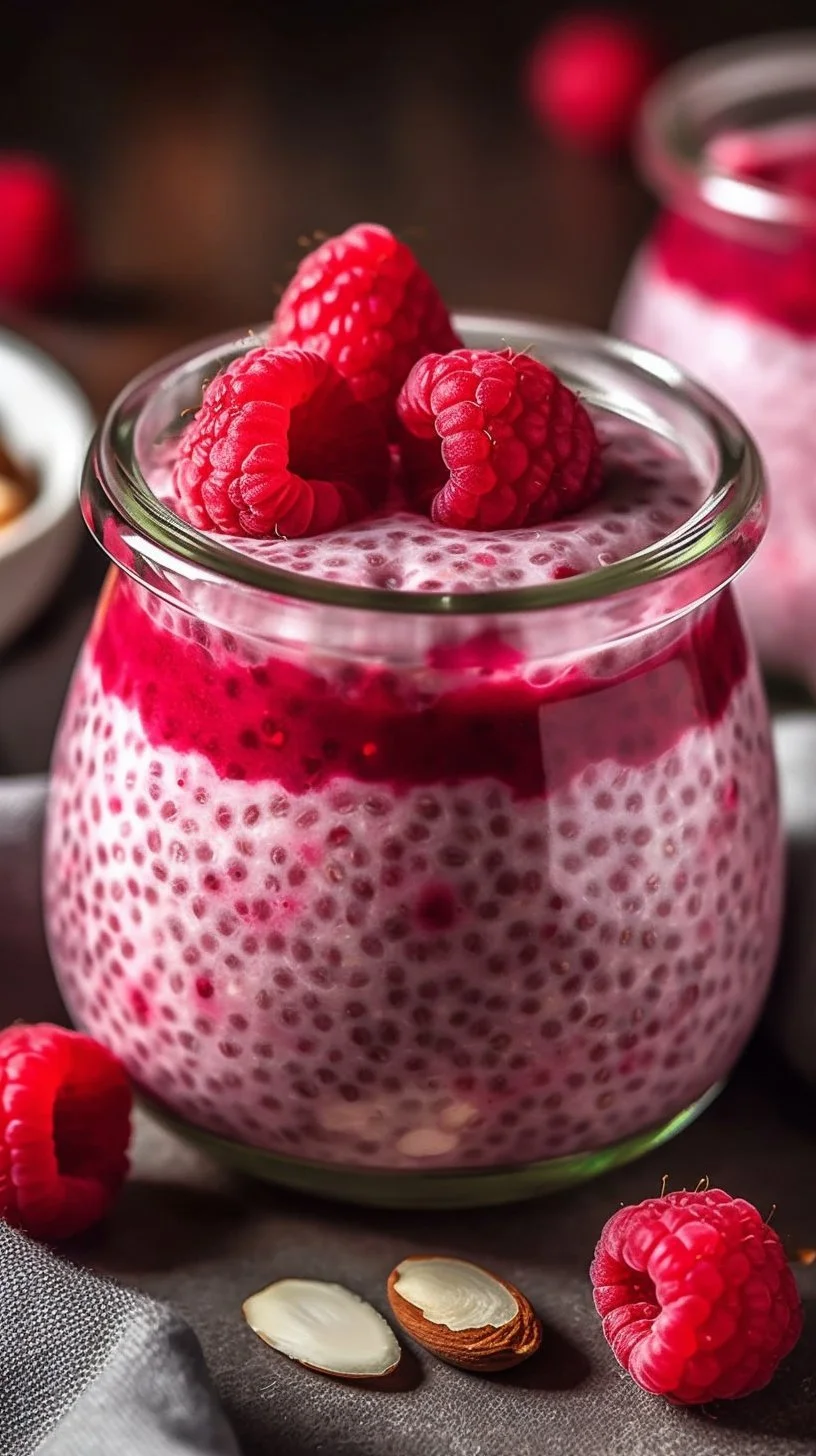 Healthy and tasty Raspberry Chia Pudding served in a bowl