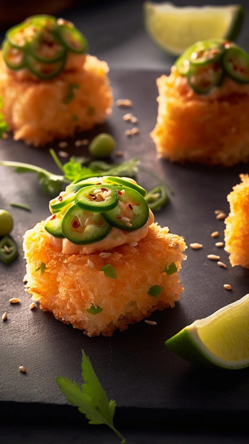 Spicy Tuna Crispy Rice resembling Nobu's signature dish, garnished and ready to serve.