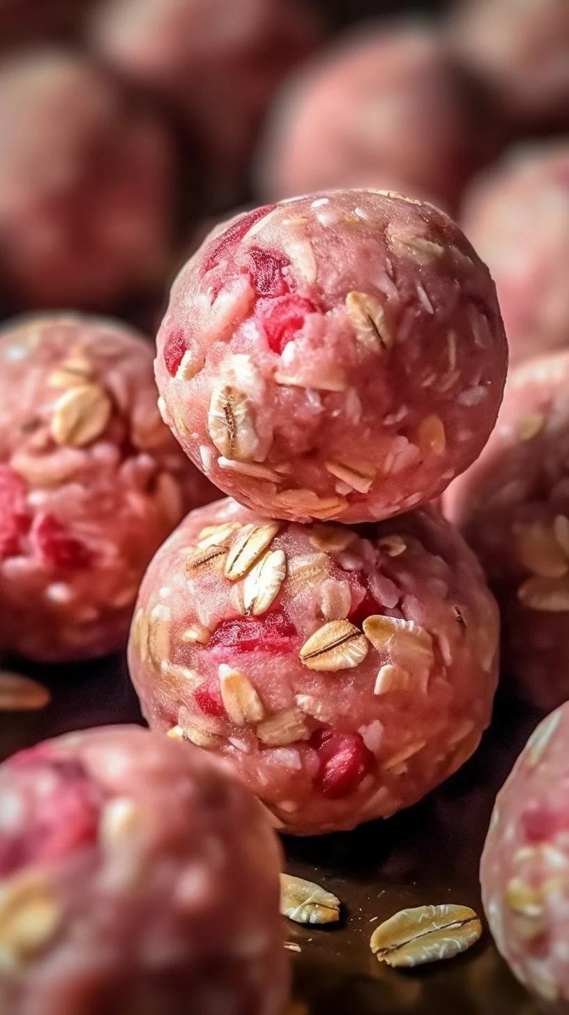 Delicious Strawberry Cheesecake Protein Balls for a healthy snack