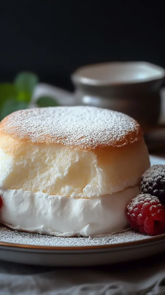 Delicious yogurt cloud cake served on a dessert plate