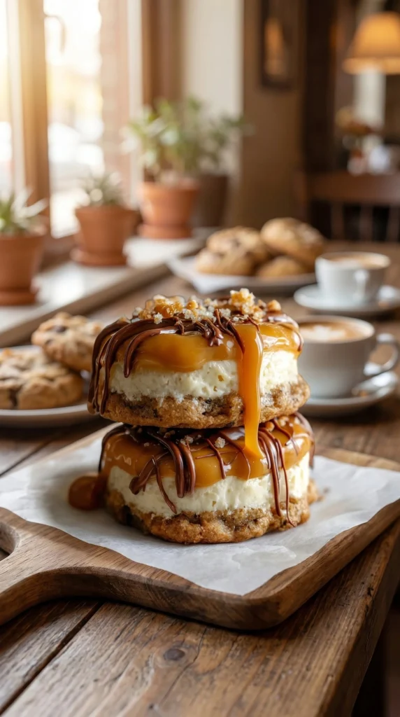 Delicious Caramel Cheesecake Cookies with a creamy topping