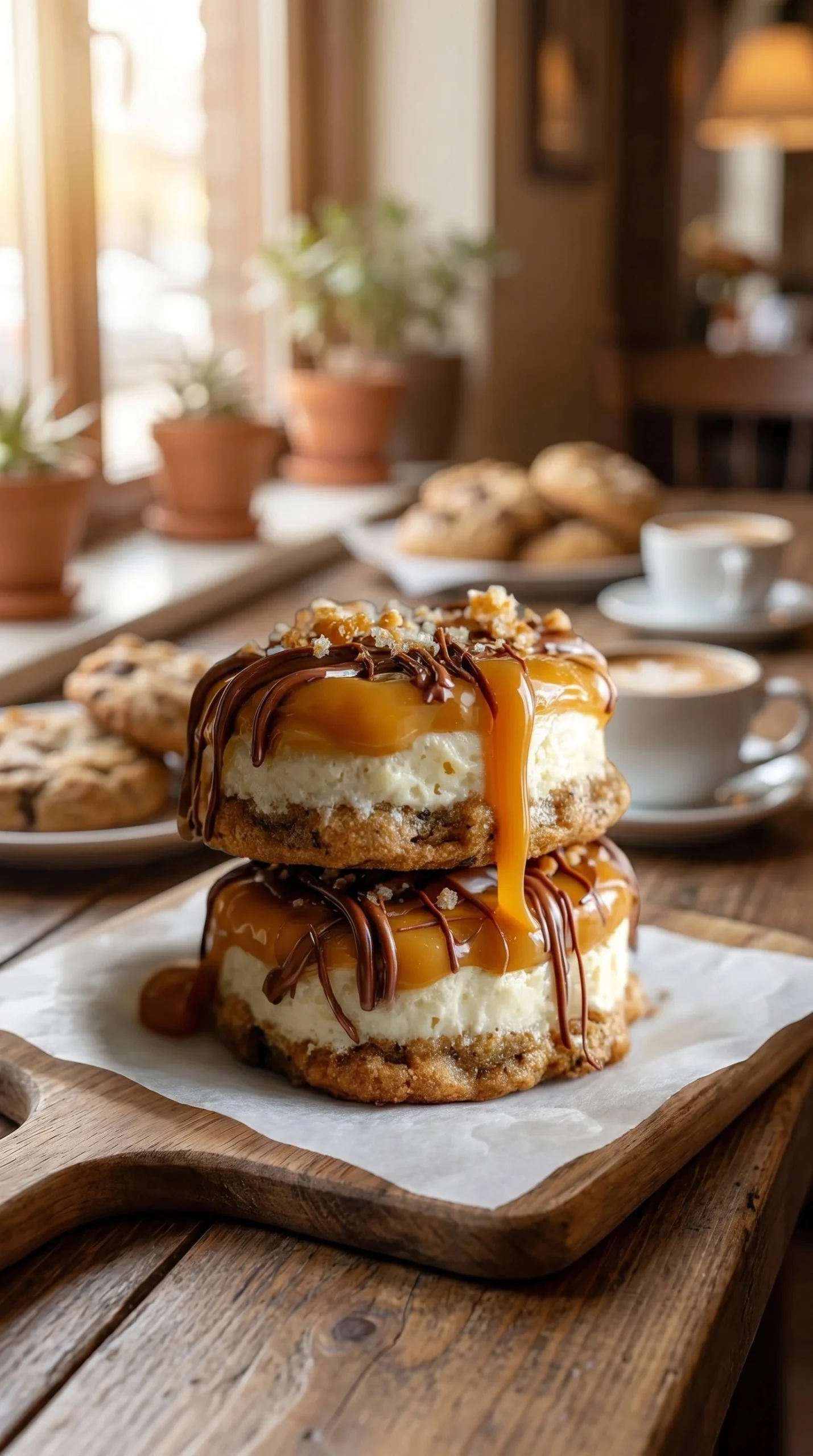 Delicious Caramel Cheesecake Cookies with a creamy topping