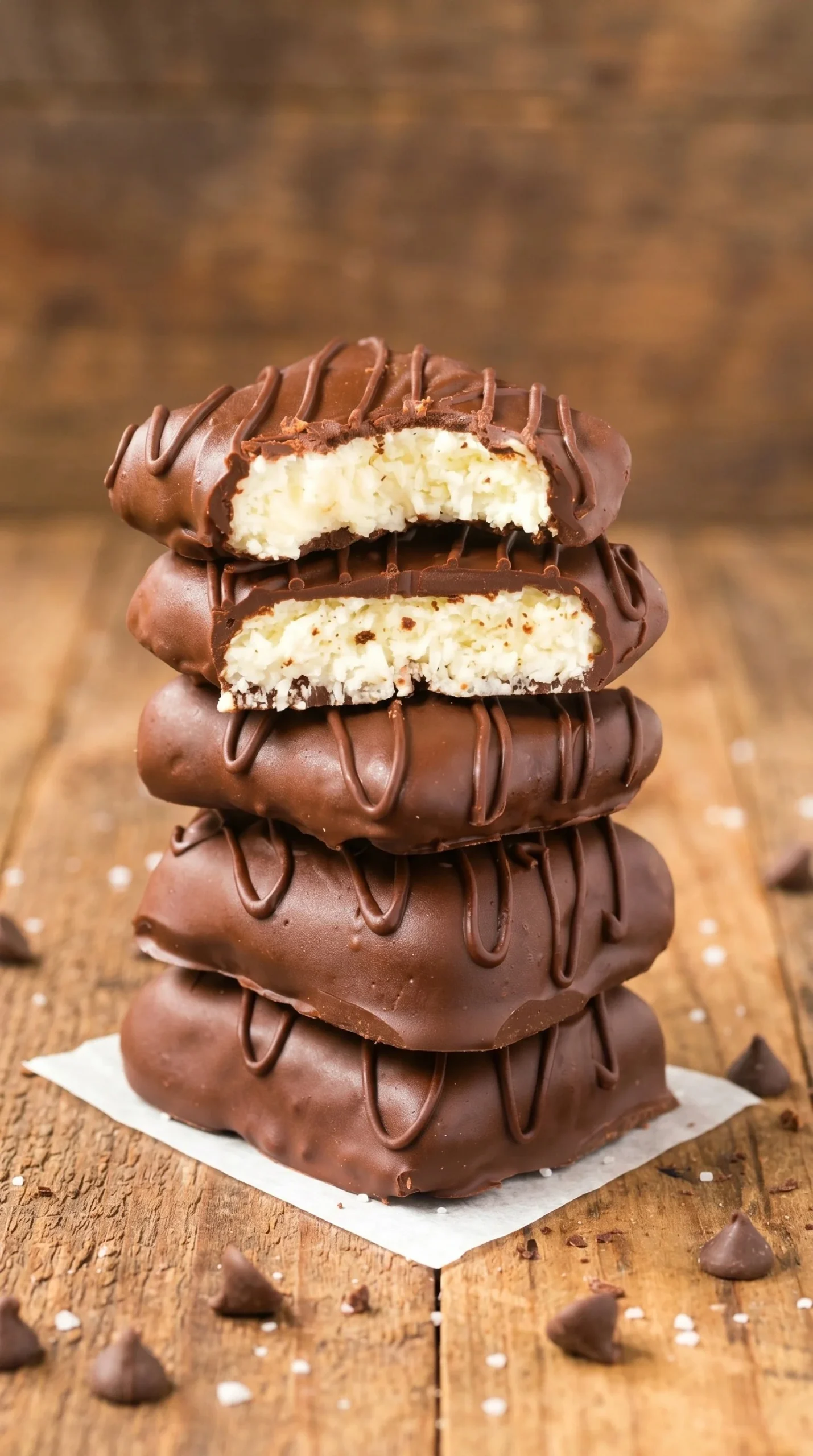 Delicious homemade chocolate coconut bars ready to indulge