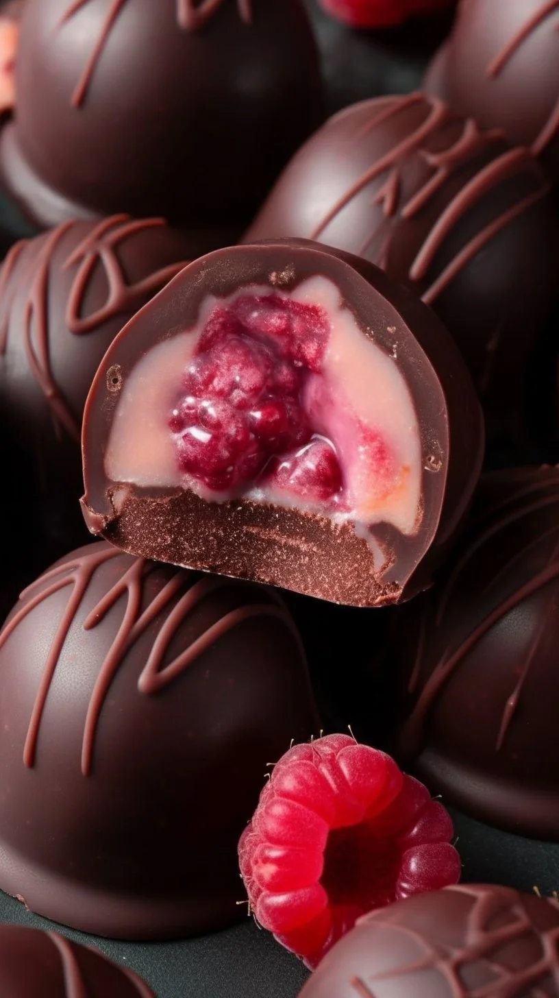 Chocolate raspberry eggs dessert beautifully presented on a plate