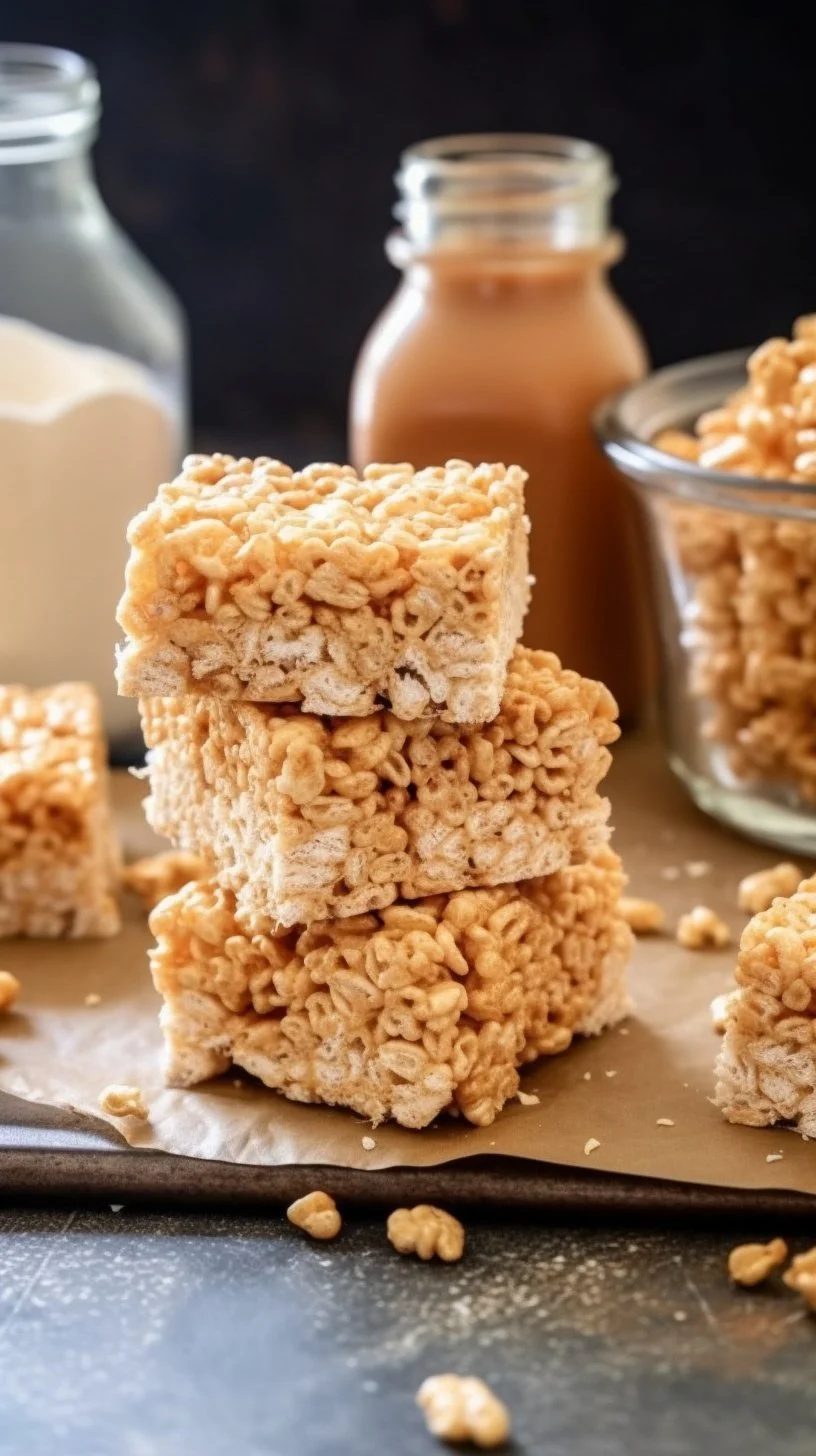 A delicious plate of Cinnamon Rice Krispies Treats, featuring a sweet and crunchy texture.