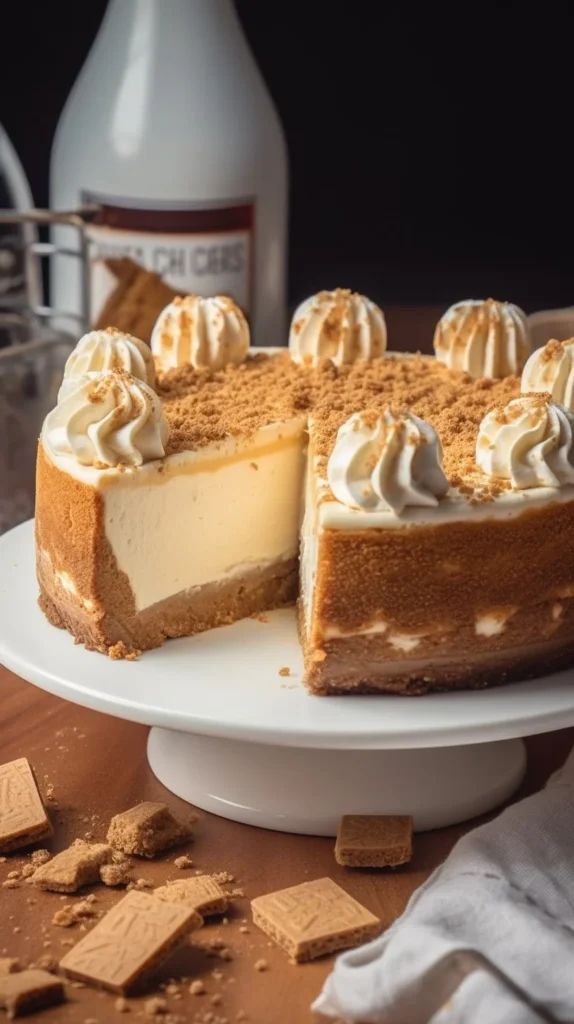 Delicious Cinnamon Toast Crunch Cheesecake topped with cinnamon cereal