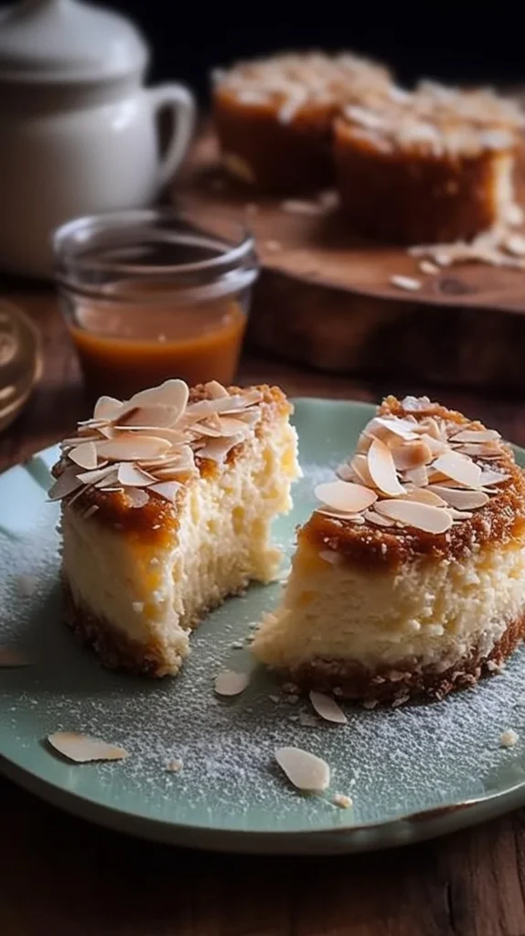 Delicious Coconut Cream Cheesecake Bites topped with toasted coconut flakes.