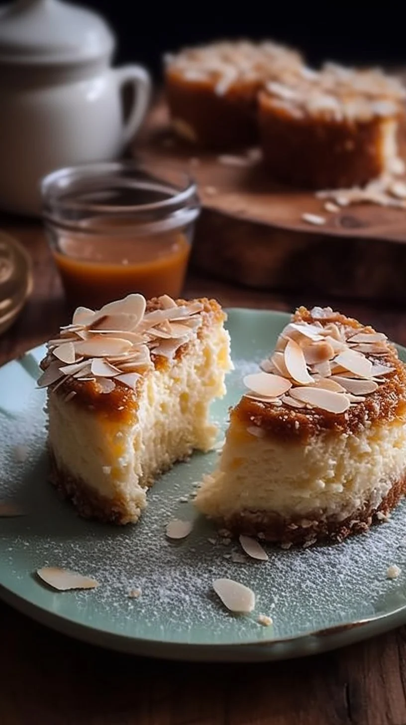 Delicious Coconut Cream Cheesecake Bites topped with toasted coconut flakes.
