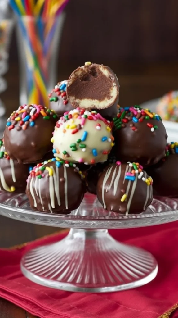 Delicious cookie dough truffles on a decorative plate