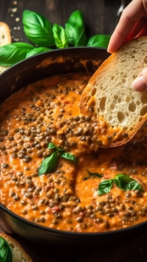 Creamy Marry Me Lentils dish garnished with herbs