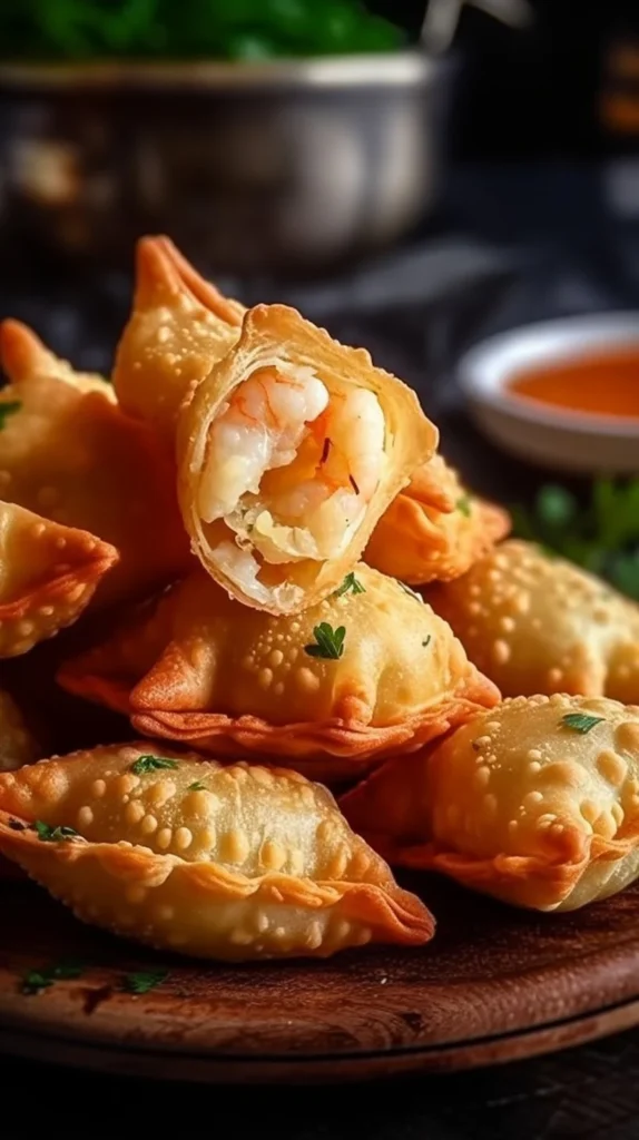 Crispy shrimp cheese stuffed bites served as an appetizer