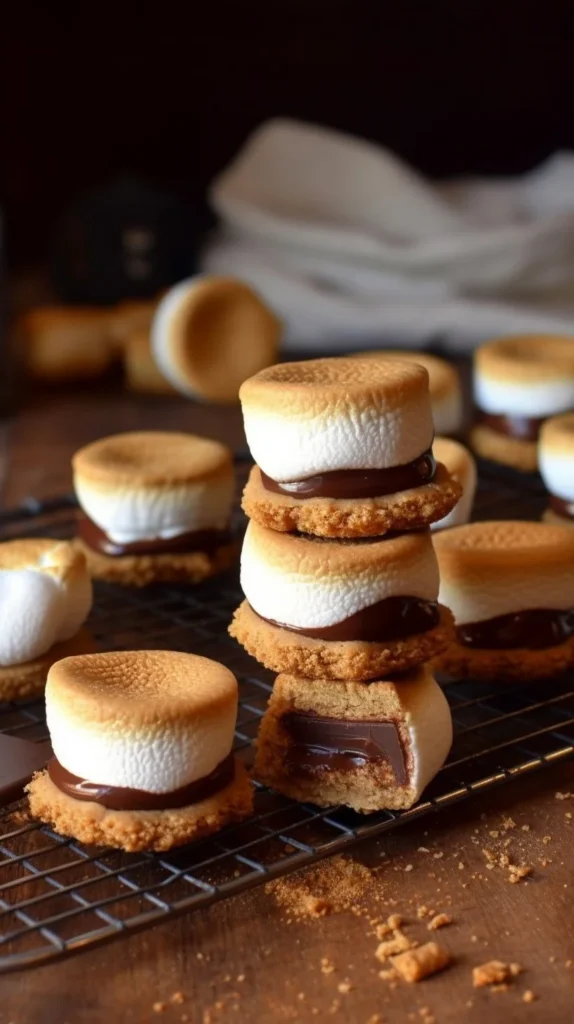 Delicious easy S'mores Bites with chocolate and marshmallows.