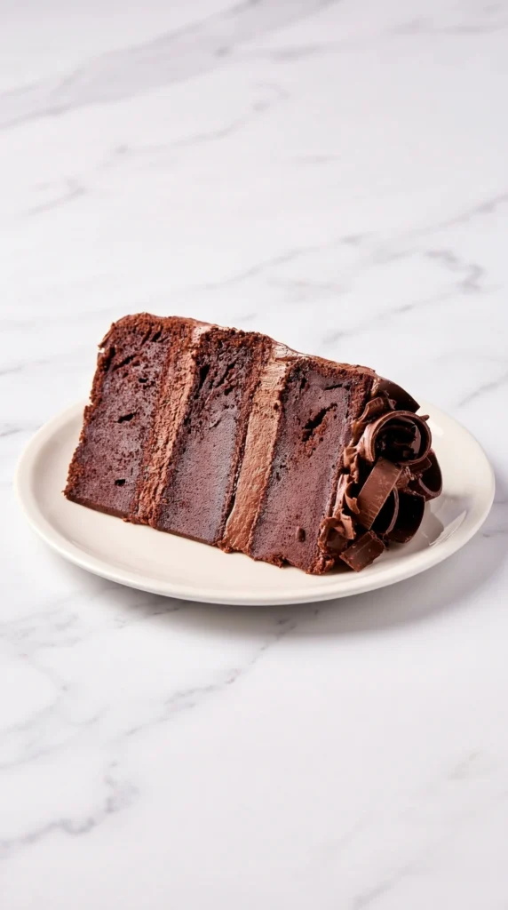 A slice of healthy chocolate cake topped with berries and nuts for a nutritious dessert.