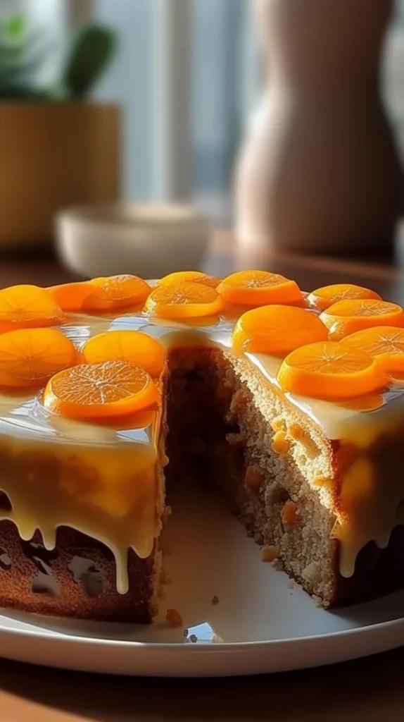 Slice of healthy oat apple carrot cake on a plate with frosting and fruit toppings