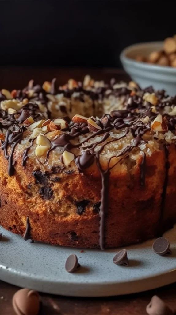 High Protein Banana Oat Cake topped with banana slices and oats