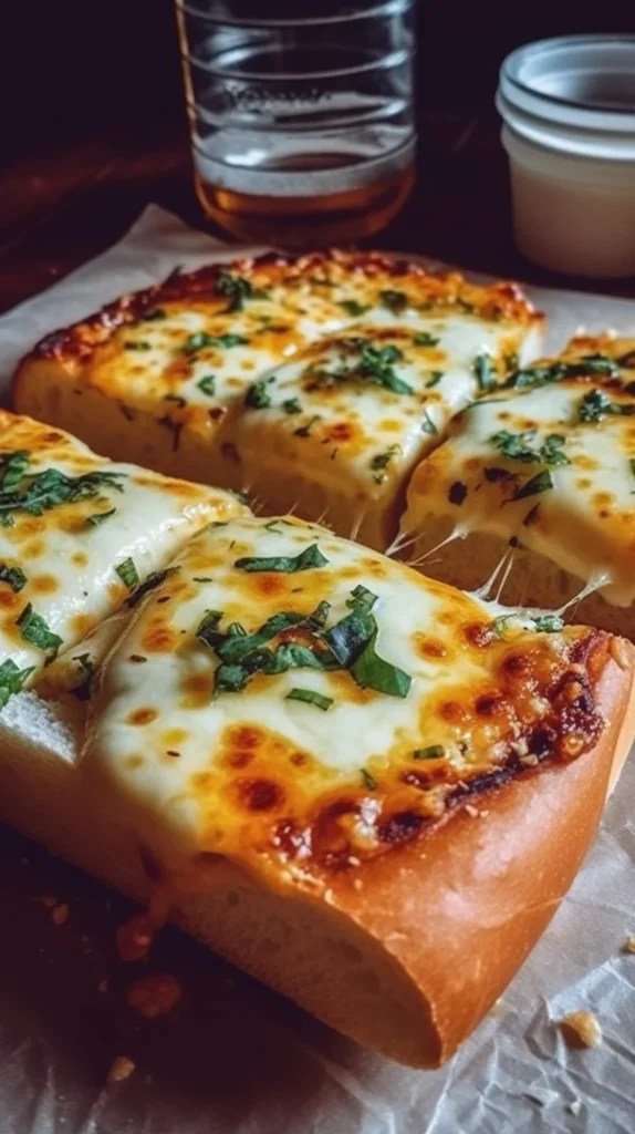 Hot Honey Pizza Garlic Bread with a drizzle of hot honey and melted cheese