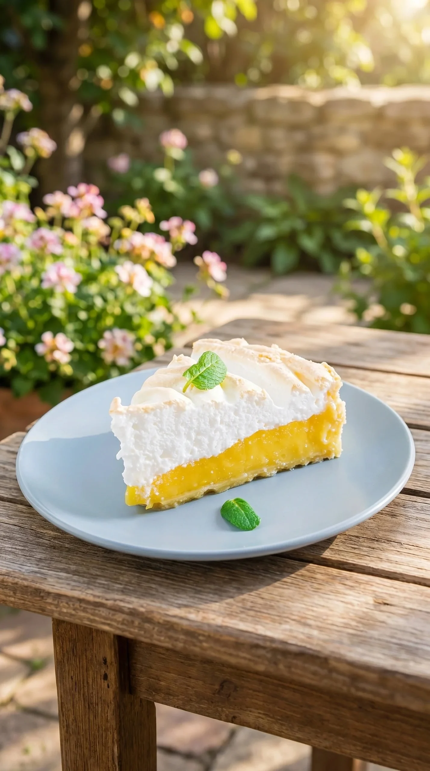 Slice of Keto Lemon Meringue Pie on a plate with a fork