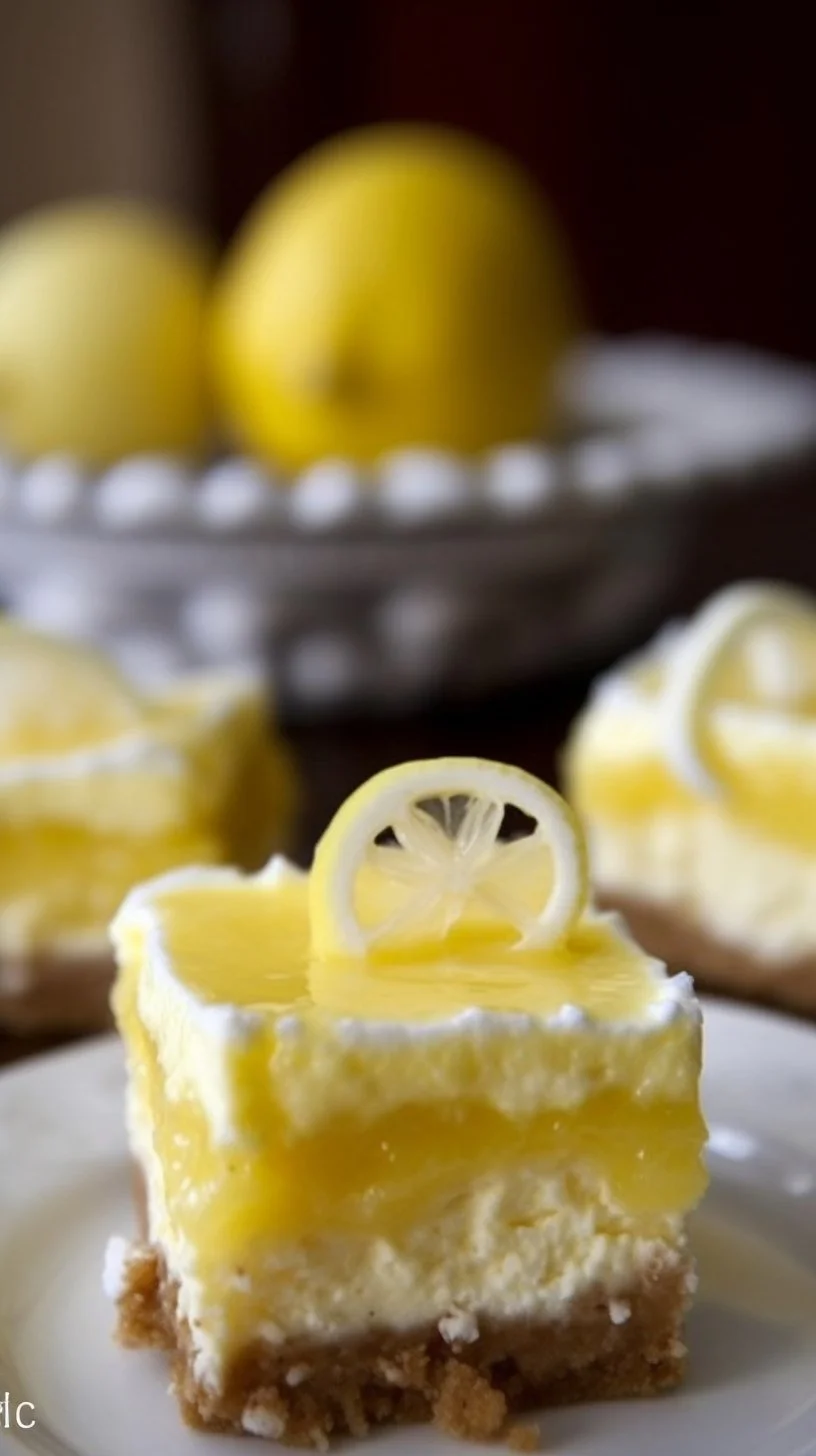 Delicious lemon cheesecake bars topped with fresh lemon zest