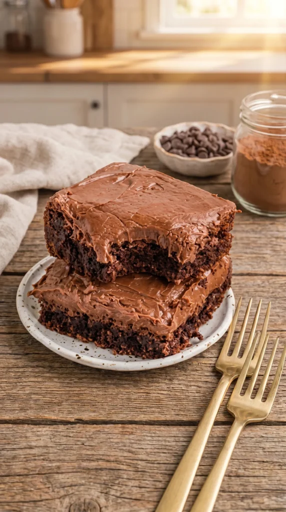 Delicious Lunch Lady Brownies served on a plate