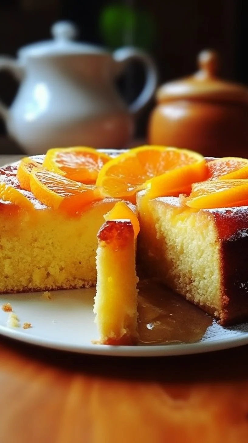 Moist orange cake topped with creamy boil, showcasing a delicious citrus dessert