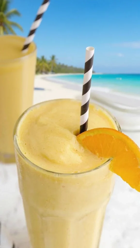 Refreshing Orange Julius drink made with orange juice and cream