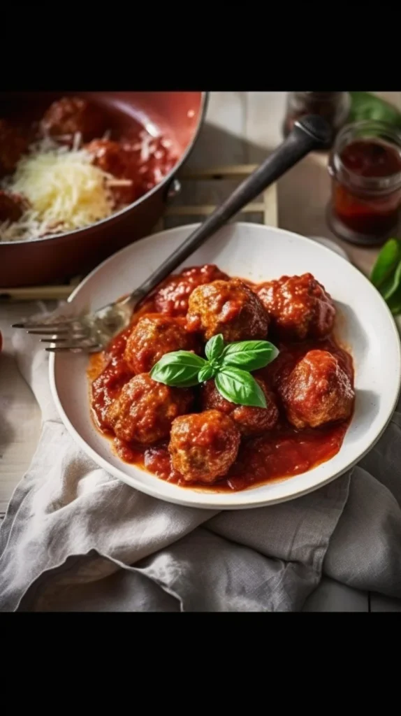 Delicious Porcupine Meatballs served with sauce and garnished with herbs