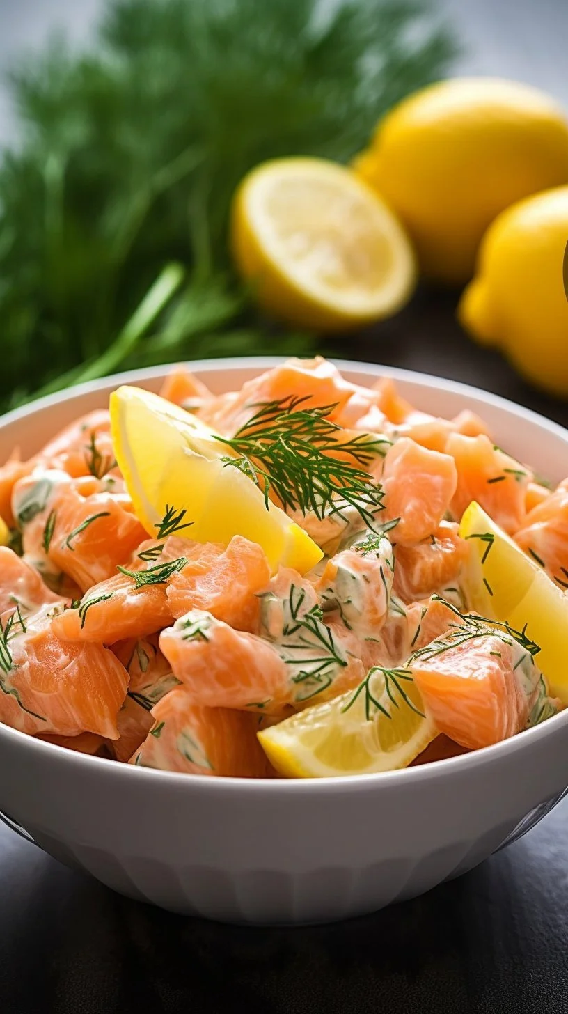 Delicious smoky salmon dip served with crackers and fresh herbs