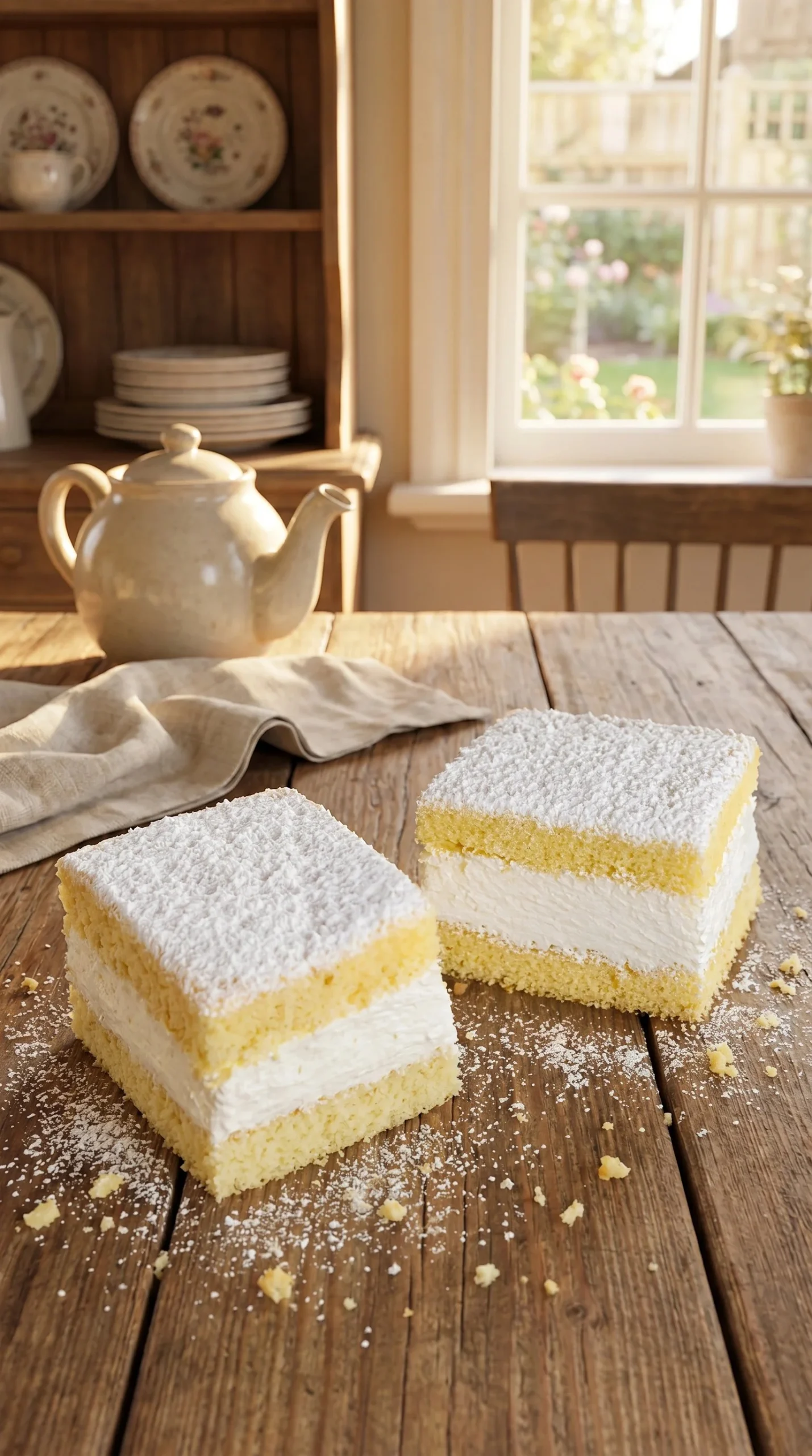 Delicious Soft Mascarpone Cake garnished with fresh fruits and cream