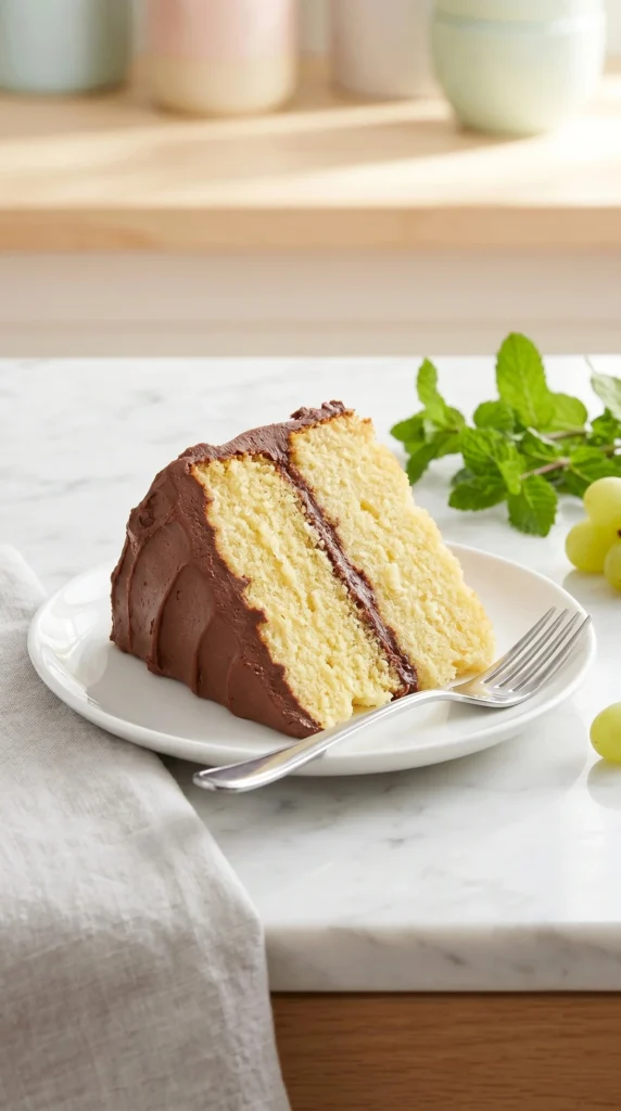 Delicious yellow cake decorated with frosting and sprinkles
