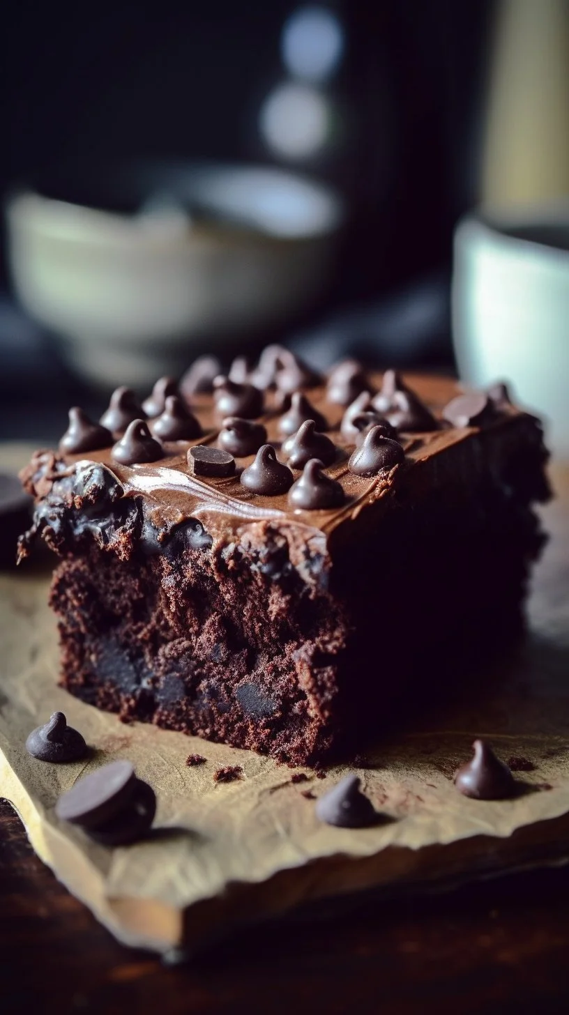 Delicious Zucchini Chocolate Cake topped with chocolate frosting and zucchini slices