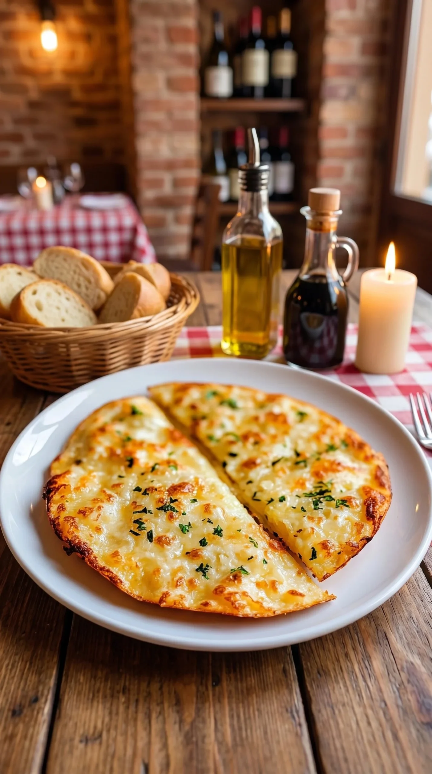 Crispy air fryer tortilla garlic bread served on a wooden plate.
